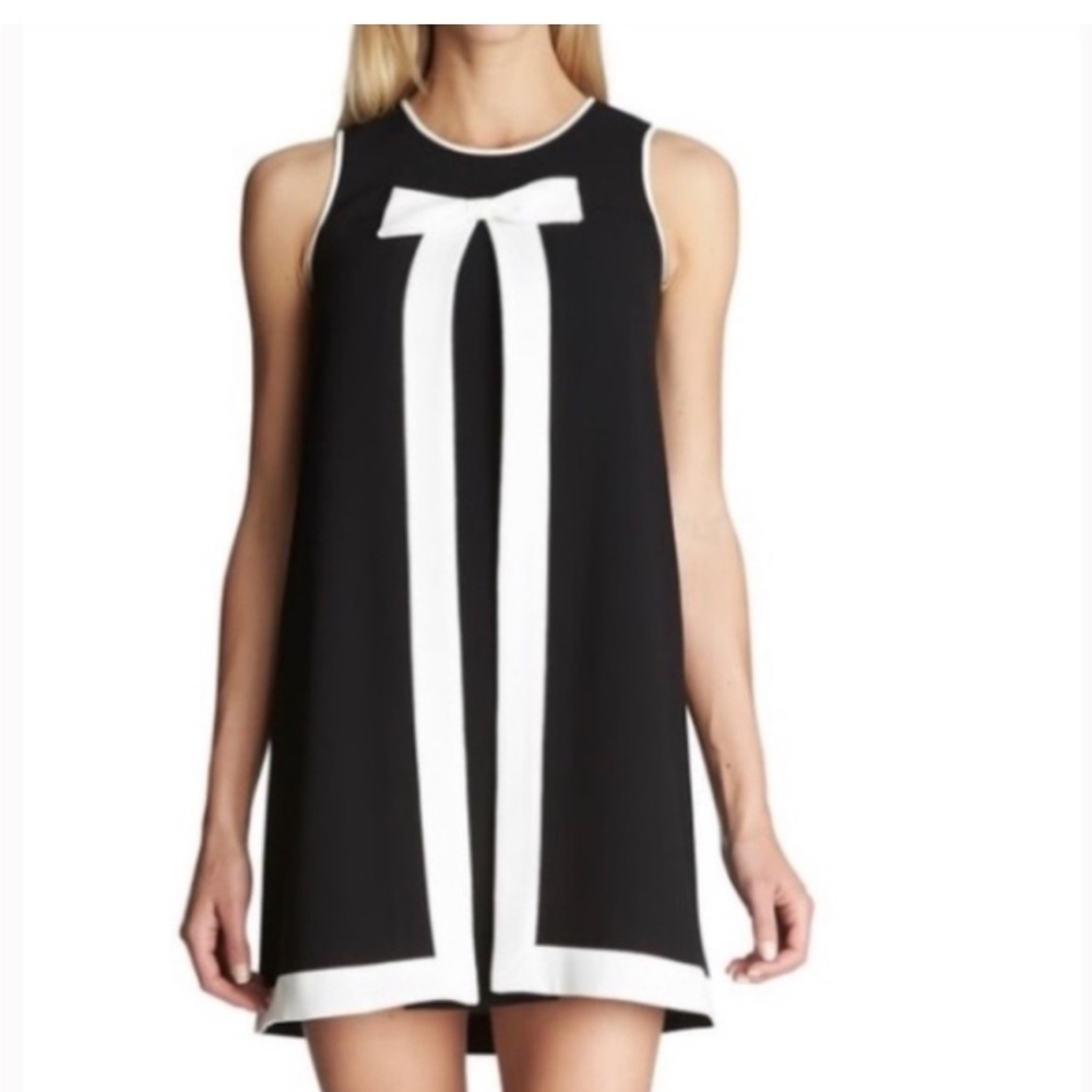 🖤Cece Black A-Line Dress with White Contrast Bow Detail. Size 14. NWT!🖤